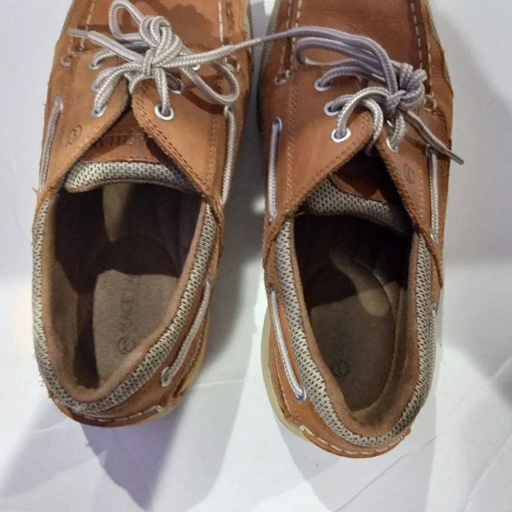 Magellan Outdoors Laguna Madre Tan Leather Boat Shoes Comfort
